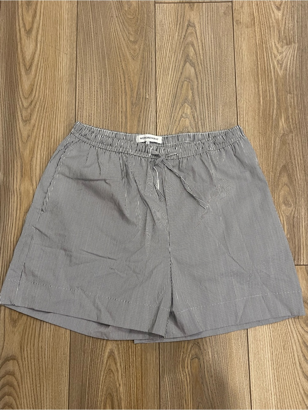 We Wore What Black & White Stripped Shorts